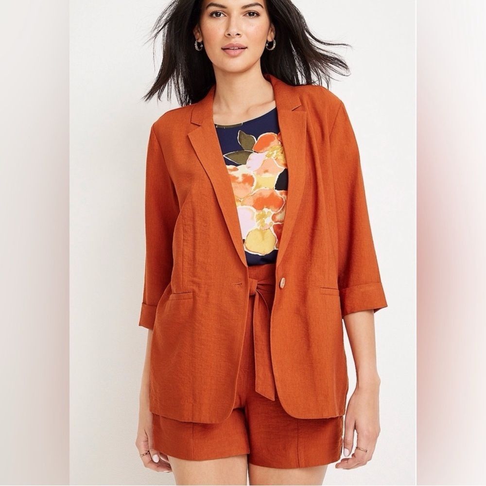 Maurices Burnt Orange One Button Boyfriend Style Blazer Lightweight NWT 3X‎